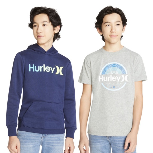 *Final Price* NEW Hurley Boys 2-Pack Hoodie/Shirt Set, Blue/Lt Gray, Size 5/6 - Picture 2 of 13